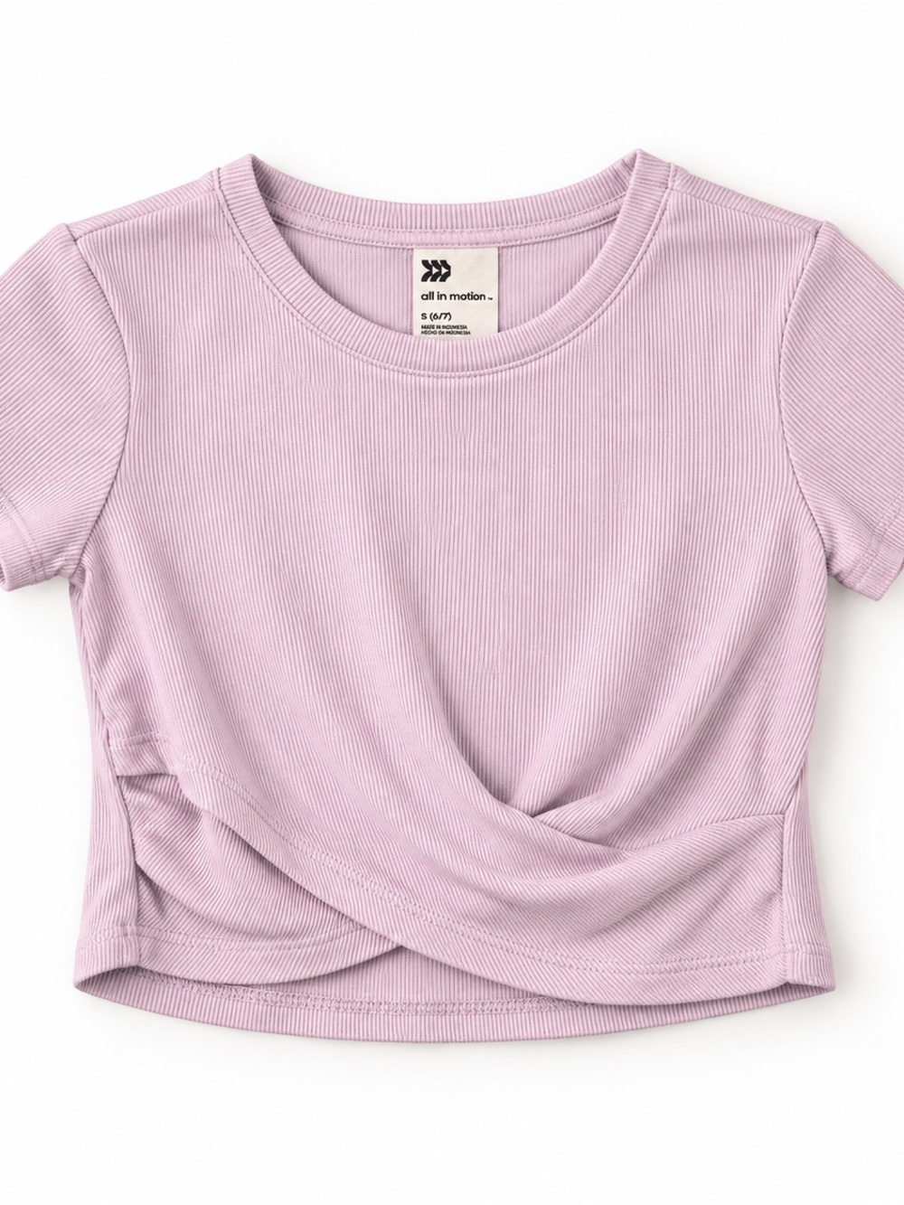 All In Motion Girls Ribbed Twist Front Top Pink S 6/7